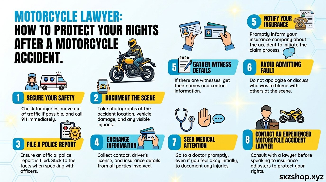 Motorcycle accident victim speaking with a motorcycle lawyer after a road crash consultation